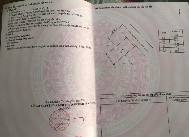 Bán lô đất chính chủ đường Lê Hồng Phong, Phường 8, Thành phố Trà Vinh, Trà Vinh