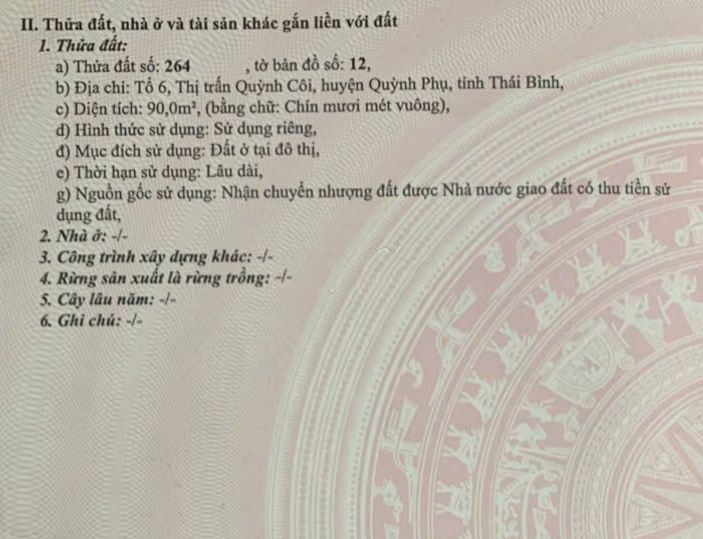 Bán lô đất Tổ dân phố số 6, Thị trấn Quỳnh Côi, Huyện Quỳnh Phụ, Thái Bình — ảnh 2