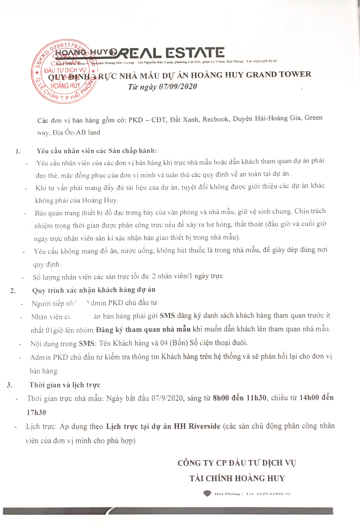 Hoàng Huy Grand Tower — Quy định tham quan dự án và nhà mẫu — ảnh 1