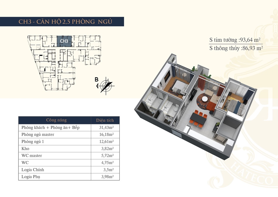 Hateco Laroma — Thiết kế căn hộ điển hình — ảnh 3