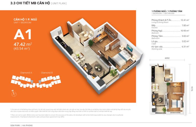 Gem Park (Sở Dầu, Hồng Bàng, Hải Phòng) — *Mặt bằng căn/Toà Diamond — ảnh 1