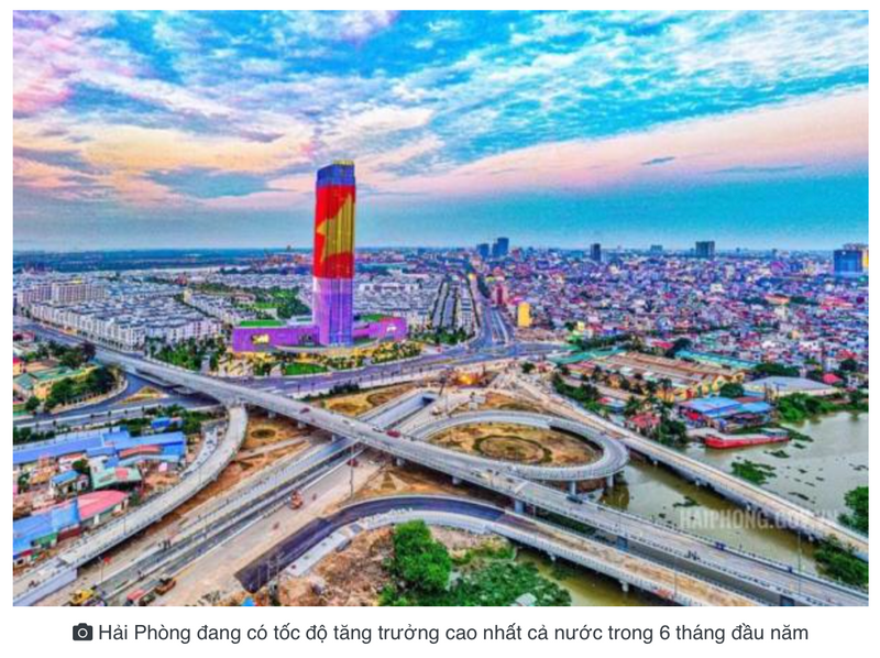 Hải Phòng thuộc top 10 địa phương tăng trưởng cao nhất trong 6 tháng đầu năm