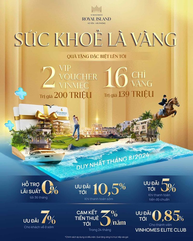 "SỨC KHOẺ LÀ VÀNG" QUÀ TẶNG ĐẶC BIỆT TỪ VINHOMES ROYAL ISLAND VŨ YÊN HẢI PHÒNG