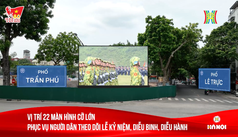 Chi tiết vị trí 22 màn hình LED phục vụ người dân xem trực tiếp Lễ diễu binh, diễu hành