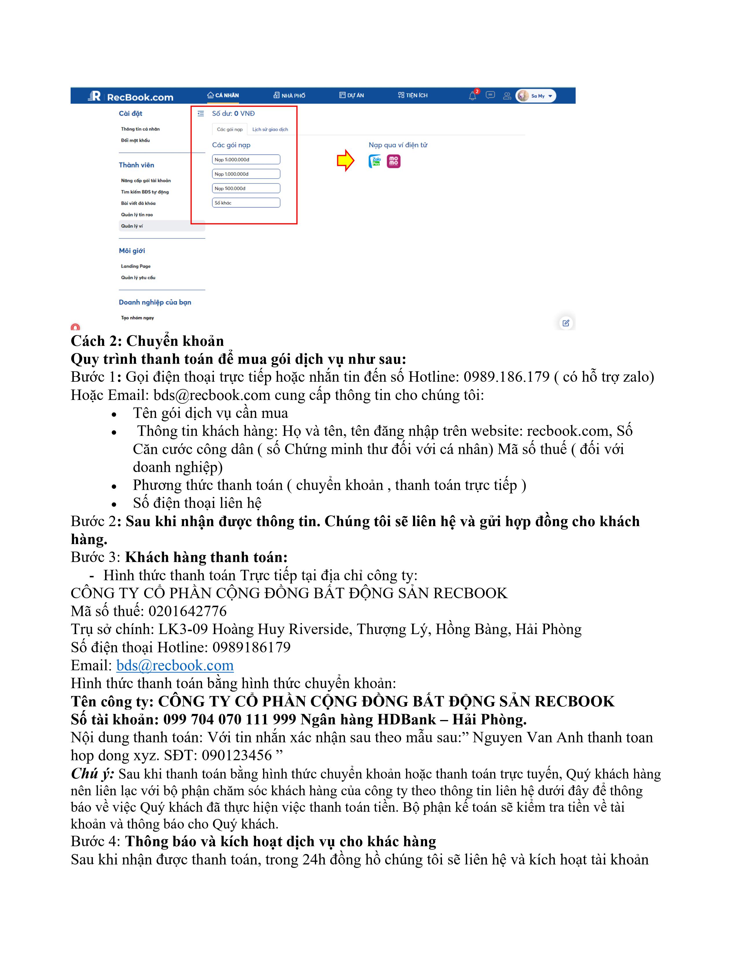 Bảng giá dịch vụ RecBook — trang 4